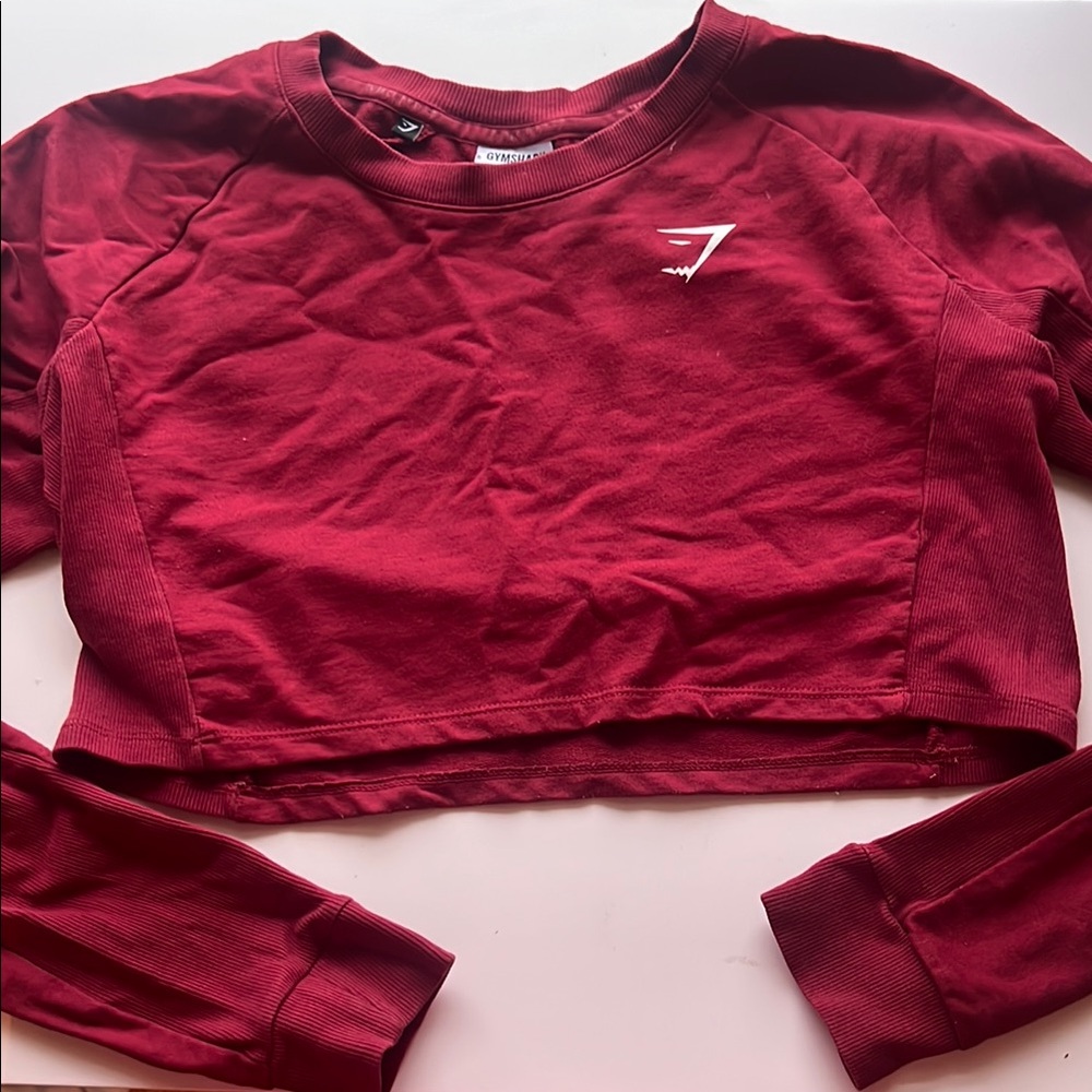 Red Cropped Gymshark Long Sleeve